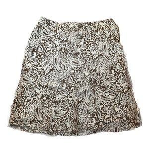 STYLE & Co Macy’s Linen Blend Cream Brown Print Midi Skirt 16